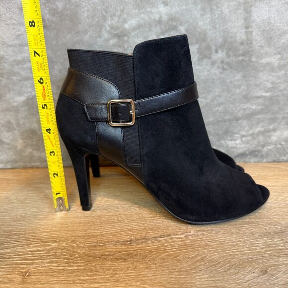 Marc Fisher Shimmee Black Suede Leather Peep Toe High Heels Women's Size 9 - Picture 9 of 10